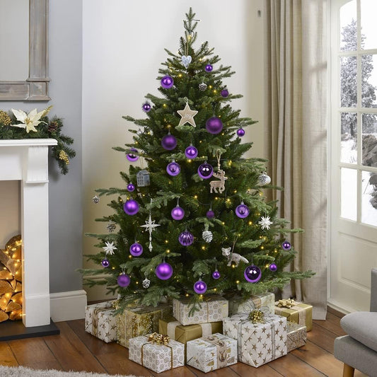 3.94" Large Christmas Balls Shatterproof Purple Christmas Ornaments 6 Pcs Big Xmas Ornaments Balls for Halloween Xmas Tree Holiday Wedding Party Decoration