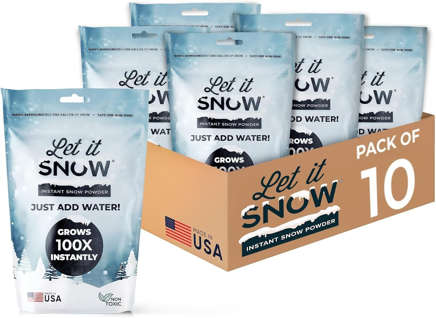 Let It Snow Instant Snow Powder for Slime and Fake Snow Decorations! Made in USA