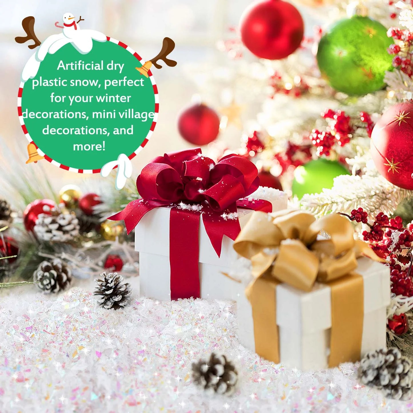 Fake Snow Christmas Decoration, Craft Artificial Snow Flake Fake Snow Powder, 23Oz Twinkles White Snow