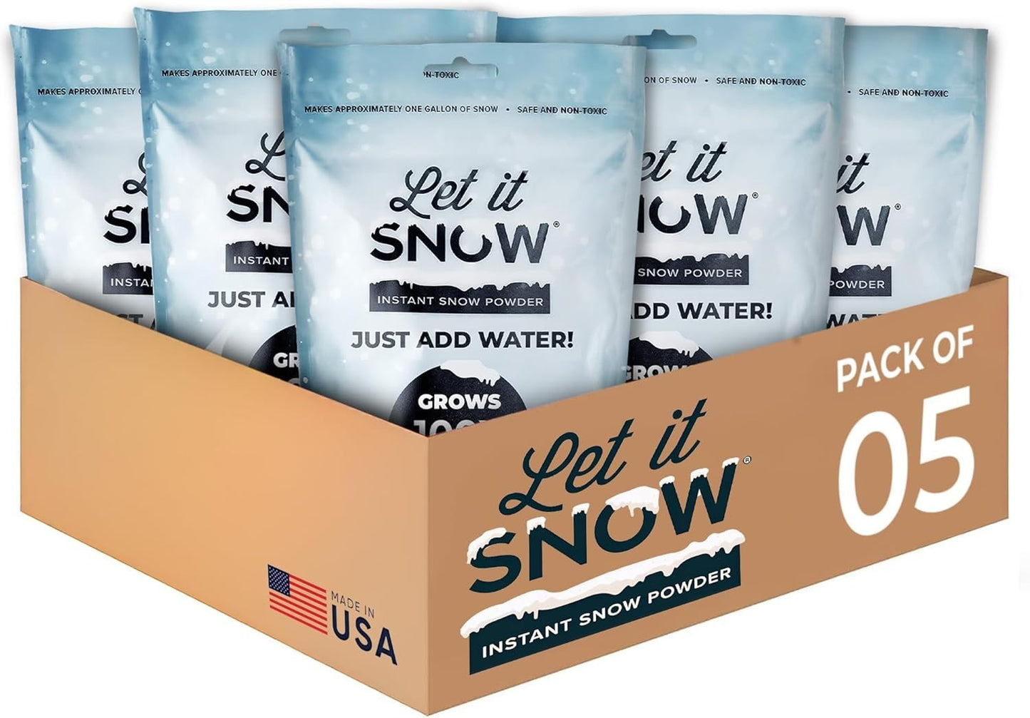 Let It Snow Instant Snow Powder for Slime and Fake Snow Decorations! Made in USA