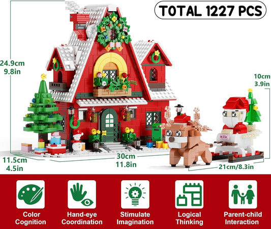 Advent Calendar Christmas Gifts 2025 for Kids Adults Teens, Christmas House Building Blocks Holiday Gifts New Year Gift with Xmas Tree Cottage Santa Bricks Toys Set for Boys Girls Women Men Age 6+