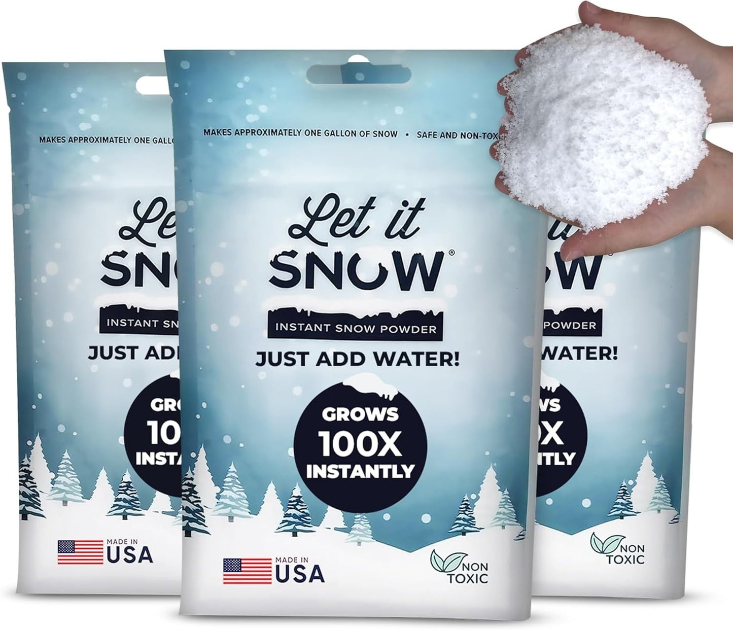 Let It Snow Instant Snow Powder for Slime and Fake Snow Decorations! Made in USA