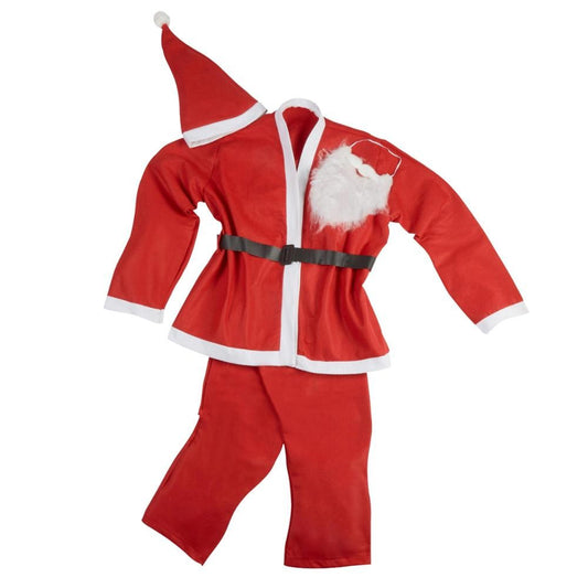 5 Piece Cheap Santa Suit Set Christmas Santa Claus Costume with Beard Adult Size