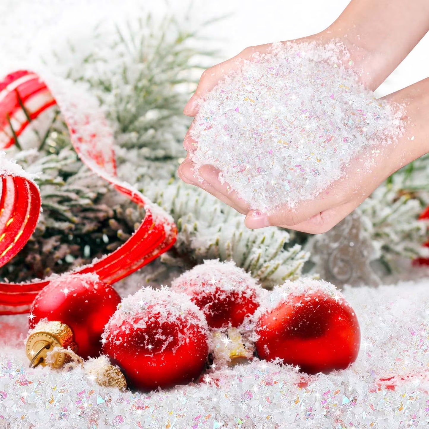 Fake Snow Christmas Decoration, Craft Artificial Snow Flake Fake Snow Powder, 23Oz Twinkles White Snow