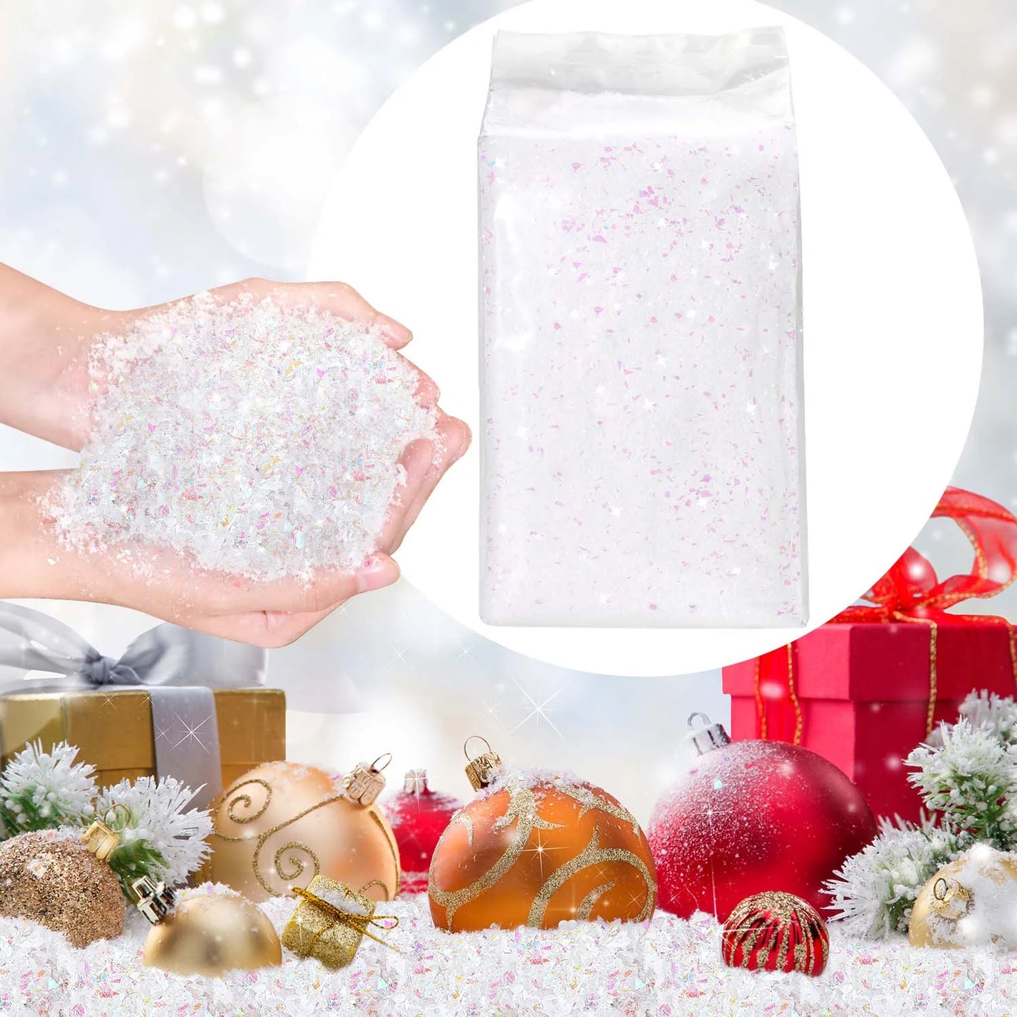 Fake Snow Christmas Decoration, Craft Artificial Snow Flake Fake Snow Powder, 23Oz Twinkles White Snow