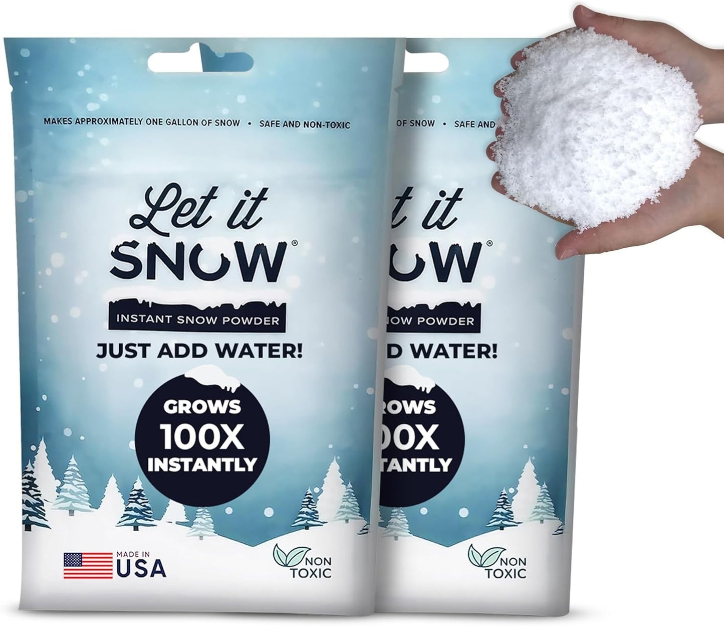 Let It Snow Instant Snow Powder for Slime and Fake Snow Decorations! Made in USA